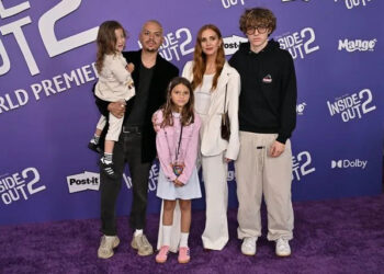 Rob Latour/Shutterstock (from left) Ziggy Blu Ross, Evan Ross, Jagger Snow Ross, Ashlee Simpson and Bronx Mowgli Wentz in June 2024