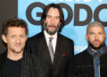 From left: Alex Winter, Keanu Reeves and theater director Jamie Lloyd at the opening night of “Waiting for Godot” on Broadway. WireImage