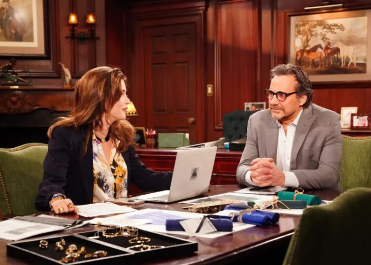 Jacqueline MacInnes Wood and Thorsten Kaye on Episode 9497 of CBS's 'The Bold and the Beautiful.'