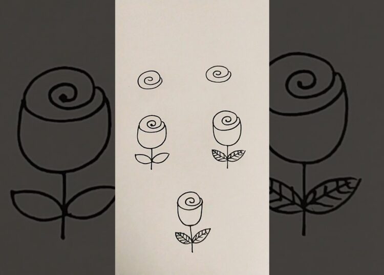 Easy steps to draw a Rose #art #trending #viral #rose