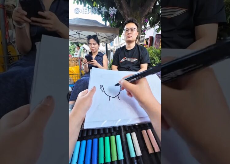 Unexpected Drawing Reaction🎭#art #artist #paint #draw #portrait #picture #usa #reaction #duoyin #fyp