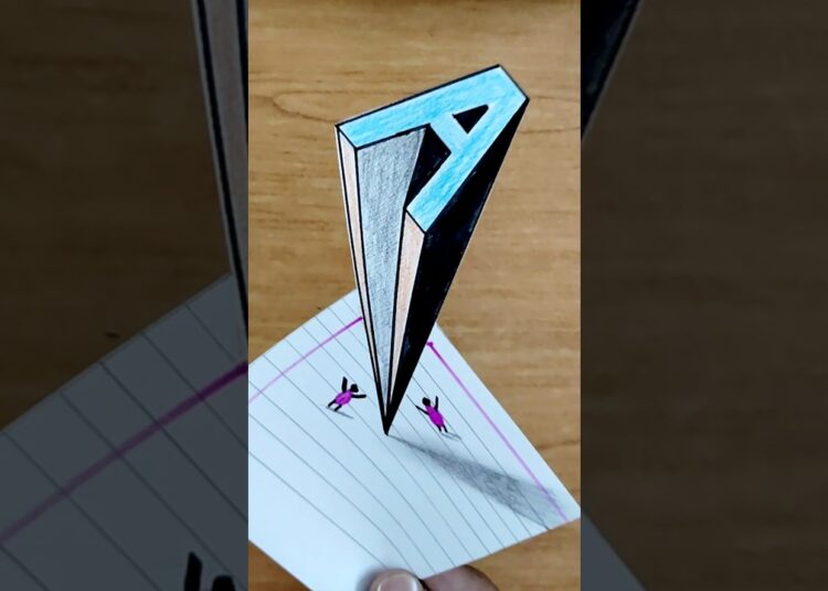 3D real 🤯 Drawing of the letter A #art #drawing #shorts