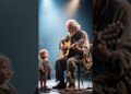 grandfather and granddaughter guitar playing full of emotions#music  #countryfolkdramatic #love#sad