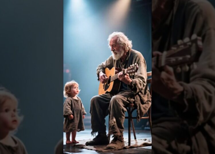 grandfather and granddaughter guitar playing full of emotions#music  #countryfolkdramatic #love#sad