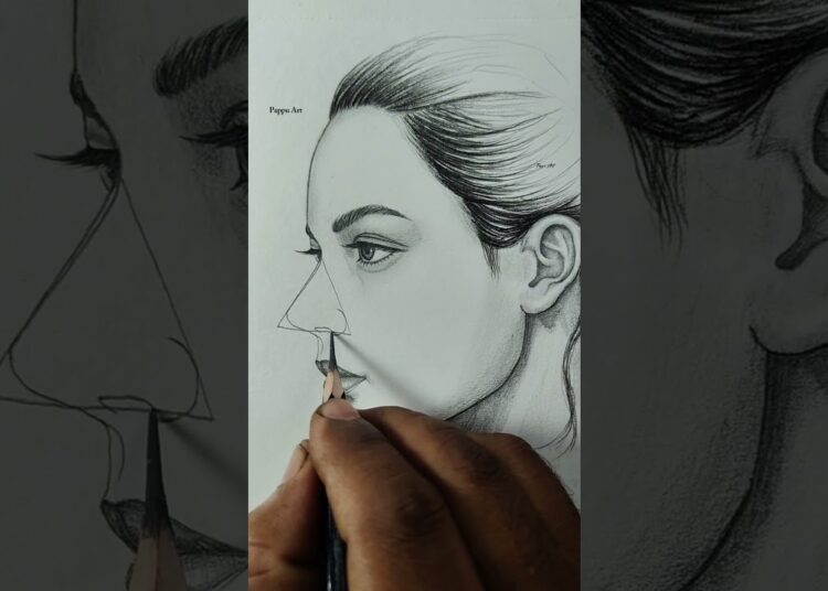 Easy nose drawing trick 😯 #art #artist #shorts