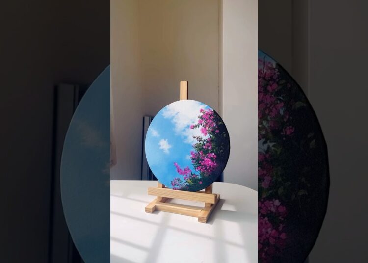Acrylic on 8” round canvas🌸 #artists #artistsonyoutube #canvaspainting #canvaspaintingideas #art