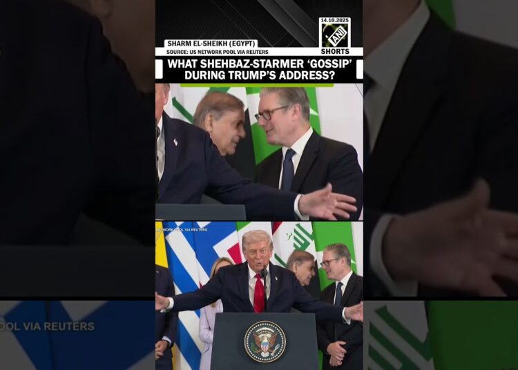 WATCH: Pak PM Shehbaz, UK PM Starmer gossip during Trump’s Gaza peace summit address