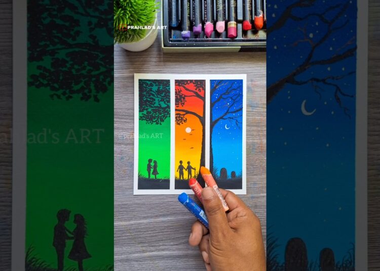 💑 Life Stages in One Drawing 💔🪦 | Easy Oil Pastel Art for Beginners  #art #oilpastel