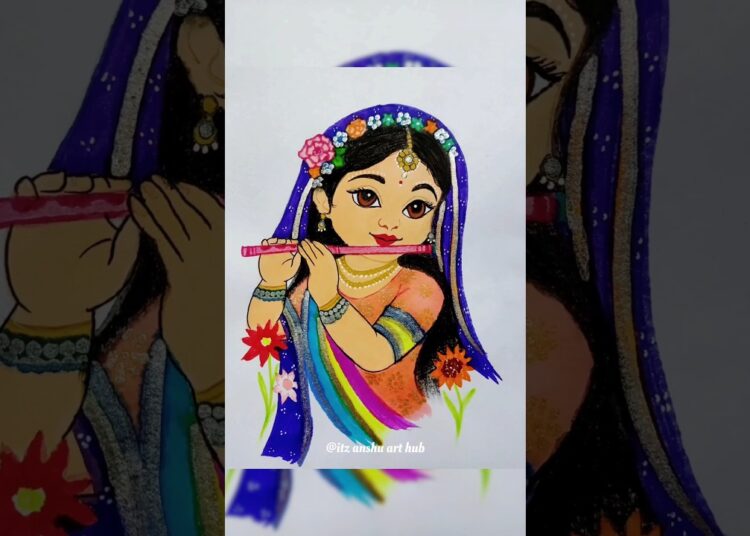 Radha Rani Drwaing 🙏#youtubevideo #shortsvideo #radheradhe #radharani #art #artist