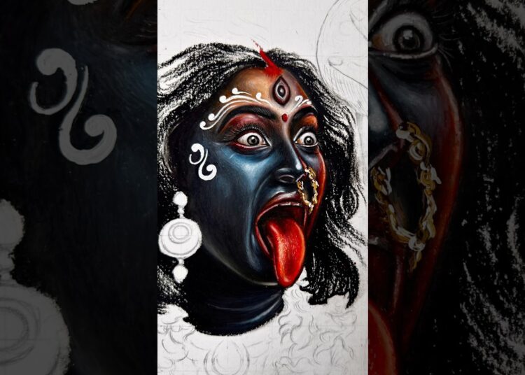 Maa Kali Drawing, #shorts #art #drawing #kali #diwali