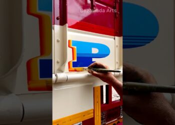 MAGICAL Street Artist Hand Paints Truck in Vijayawada Autonagar #shorts #viral #art