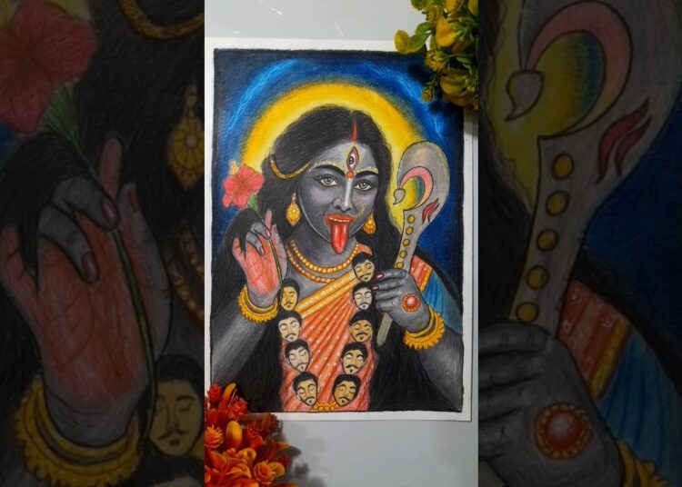 Kali Mata Drawing ❤️ 🙏 #subscribe #art #kali #drawing #shorts #artist