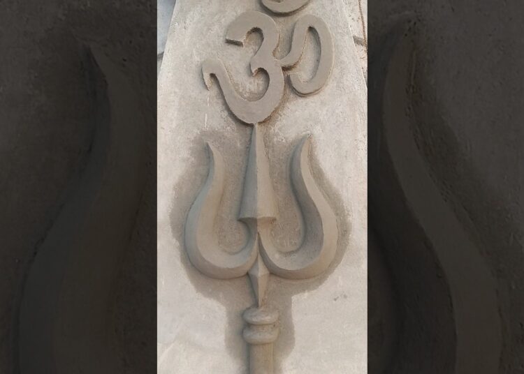 wall cement mural design#art #artist #wallpaintingdesign bhola ka trisul