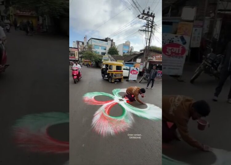 India love | Beautiful rangoli India | #Roadrangoli #shorts #viralshorts #artist #viralshorts #art