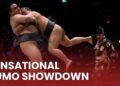 Action from day two of the Grand Sumo Tournament at the Royal Albert Hall