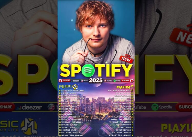 Ed Sheeran, Bruno Mars, Dua Lipa, Adele, Maroon 5, Rihanna, The Weeknd – Pop music 2025