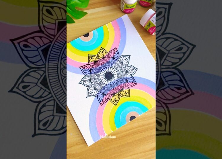 Draw an easy and simple mandala with me 🌈⛅️✨ #art #shortsvideo #pastel #colors #mandala #drawing