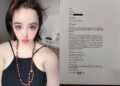 Singer Park Bom, left, and a letter uploaded by her on Oct. 22 at right [SCREEN CAPTURE]