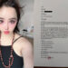 Singer Park Bom, left, and a letter uploaded by her on Oct. 22 at right [SCREEN CAPTURE]