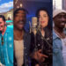 Images of people resembling Tupac Shakur, Kobe Bryant, Elvis Presley, Michael Jackson, and The Notorious B.I.G., smiling and interacting.
