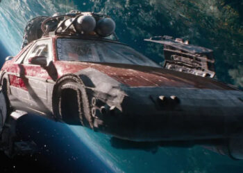 The car floating in space in F9