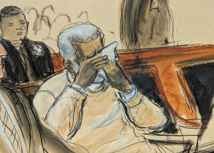 Sean ‘Diddy’ Combs breaks down in court on Friday as he received his sentencing in Manhattan federal court. AP