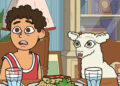 Rumi and Lamby sitting at a table on #1 Happy Family USA