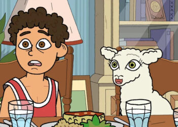 Rumi and Lamby sitting at a table on #1 Happy Family USA