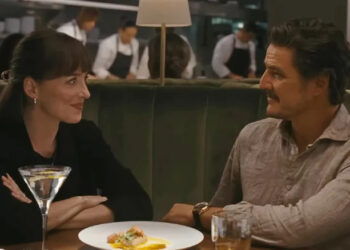 Lucy and Harry on a date in "Materialists" (2025)