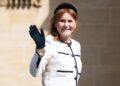 WINDSOR, ENGLAND - APRIL 20: Sarah Ferguson, Duchess of York attends the Easter Service at St George's Chapel on April 20, 2025 in Windsor, England. (Photo by Samir Hussein/WireImage)
