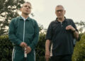 Sebastian Maniscalco and Salvo Maniscalco in front of bushes in About My Father