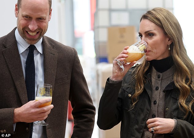 Kate and William enjoying a glass of apple cider