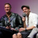 "Pillion" star Alexander Skarsgard, left, and director Harry Lighton speak during a Q&A at New York Film Festival.