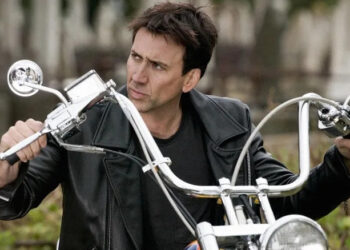 Johnny sitting on his motorcycle in "Ghost Rider" (2007)