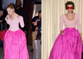 Ariana Grande Thinks Pink in Andreas Kronthaler for Vivienne Westwood