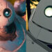 Side-by-side images of The Wild Robot and The Iron Giant's titular characters.