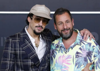 Bad Bunny (L) and Adam Sandler arrive on the red carpet for the premiere of Netflix's "Happy Gilmore 2" in New York City in July. File Photo by John Angelillo/UPI