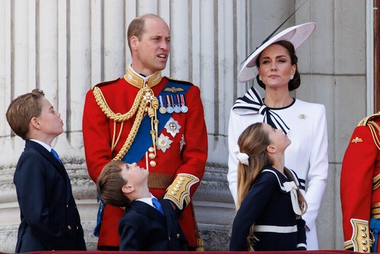 William, Kate and children on the balcony at Trooping the Colour