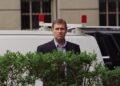 Prince Andrew is pictured after allegedly having a 'lunch date' in New York with Ghislaine Maxwell on April 20, 2000