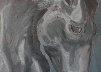 Painting of a horse's head in shades of gray by Bella DiBernardo. (Courtesy photo)