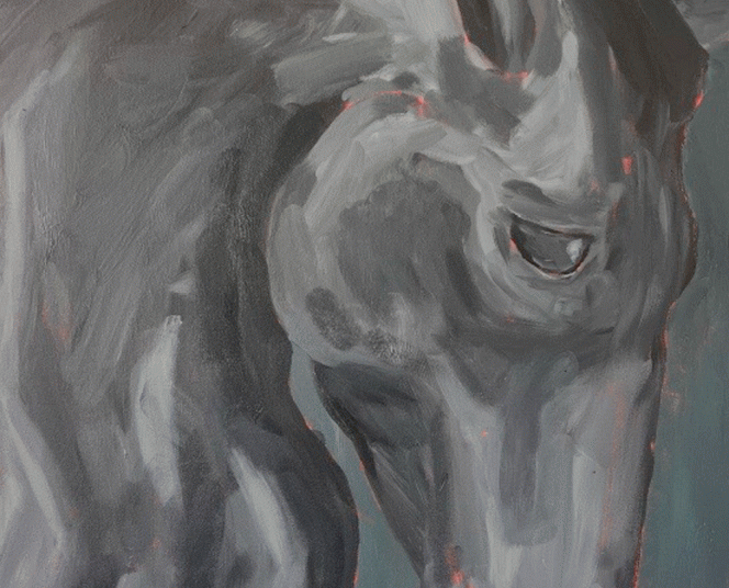 Painting of a horse's head in shades of gray by Bella DiBernardo. (Courtesy photo)