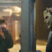 Ethan Hawke as The Grabber facing down with Mason Thames as Finn in the phone booth in Black Phone 2