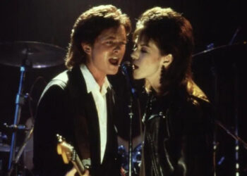 Michael J. Fox as Joe Rasnick and Joan Jett as Patti Rasnick rock a Cleveland bar in Light of Day