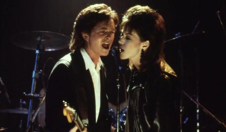 Michael J. Fox as Joe Rasnick and Joan Jett as Patti Rasnick rock a Cleveland bar in Light of Day