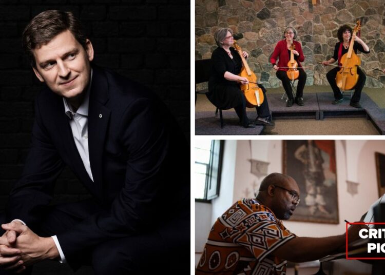 L-R (clockwise): Violinist James Ehnes (Photo: Benjamin Eolavgea); Cardinal Consort of Viols (Photo courtesy of the artists); Composer Andile Khumalo (Photo courtesy of the artist) B