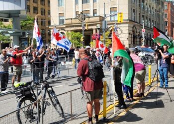 The scene outside Roy Thomson Hall ahead of the premiere of Oct. 7 movie The Road Between Us. The film has galvanized people on both sides of the Israeli-Palestinian divide, even as its story is largely apolitical.