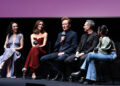 From left, Mary Bronstein, Rose Byrne, Conan O'Brien, Christian Slater and Devika Girish speak onstage at the "If I Had Legs I'd Kick You" screening during the 63rd New York Film Festival on Oct. 2, 2025, in New York City.