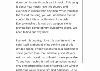Zach Bryan's post on Instagram.