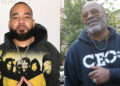 DJ Envy on the left, wearing a printed hoodie, and Dame Dash on the right, in a