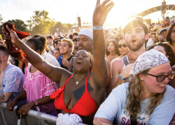 Fans watch Doechii perform on the second day of Austin City Limits Music Festival in Zilker Park, Saturday October 4, 2025. (Sara Diggins/Austin American-Statesman)